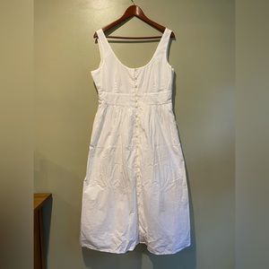 J. Crew 🐚 Coastal Button-front Cotton Poplin Midi Dress with Hidden Pockets